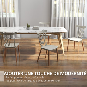 Lot de 4 chaises de salle à manger style scandinave piètement bois hêtre PP gris