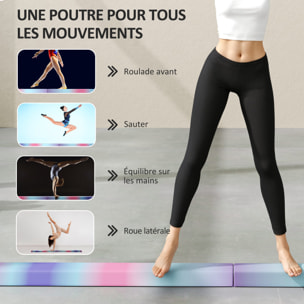 Poutre gymnastique pliable 236 cm - poutre d'équilibre antidérapante - revêtement PVC multicolore
