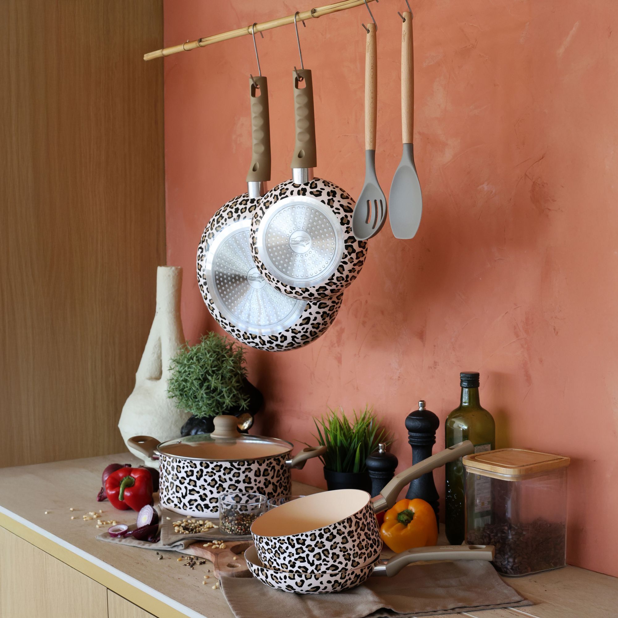 Lot de poêle et casserole en aluminium léopard - tous feux ANIMALS
