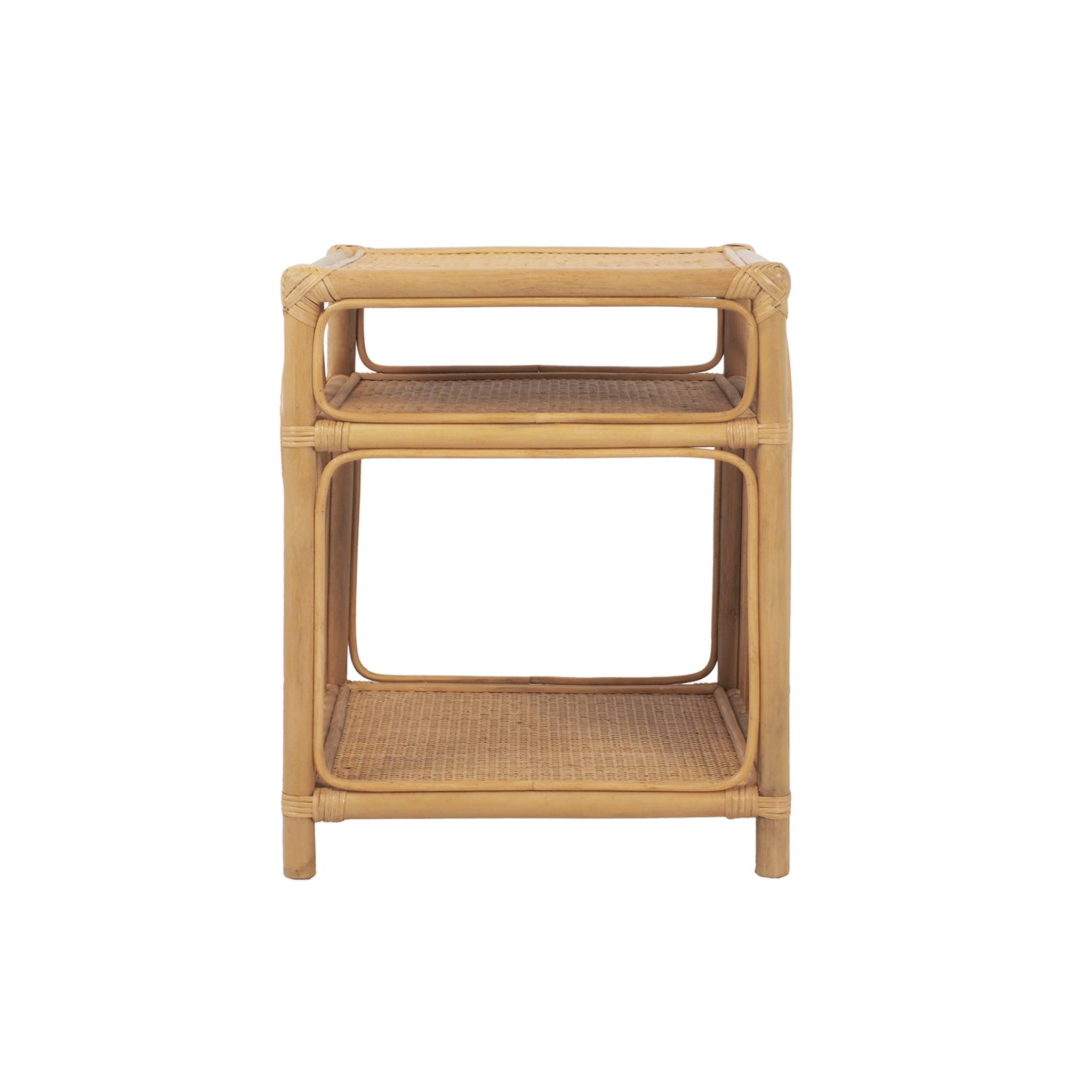 Lot de 2 tables de chevet rotin naturel 1 étagère 1 niche L 40 x P 40 x H 50cm - Bandung
