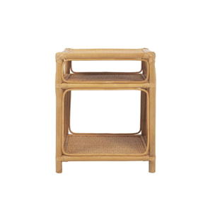 Lot de 2 tables de chevet rotin naturel 1 étagère 1 niche L 40 x P 40 x H 50cm - Bandung