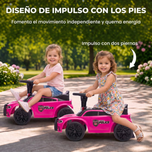 AIYAPLAY Coche Correpasillos de Policía para Niños de 18-36 Meses, Correpasillos con Luz, Música y Espacio de Almacenaje, 65x29,5x36 cm, Rosa