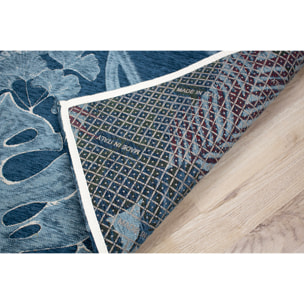 TAPPETO ARREDO DIS. AMAZZONIA BLU INDACO MIS. 115X175 CM CON ANTISCIVOLO