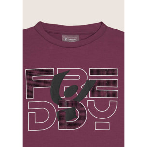 T-shirt Junior con logo in strass e cuciture a contrasto
