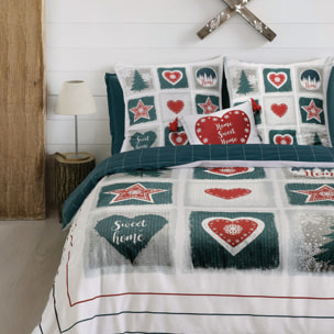 Parure housse de couette 100% coton 3pcs home sweet home