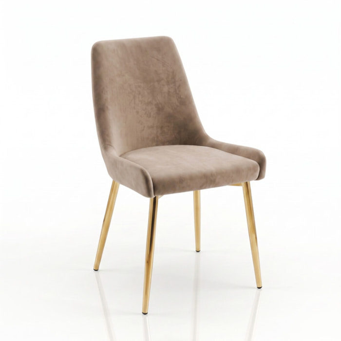 Sedia Imbottita in Effetto Velluto con Gambe Oro, Design Moderno ed Elegante per Sala da Pranzo, Cucina, Soggiorno, Studio e Ufficio