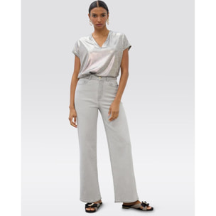 Jeans lungo dritto con effetto lavato e strass