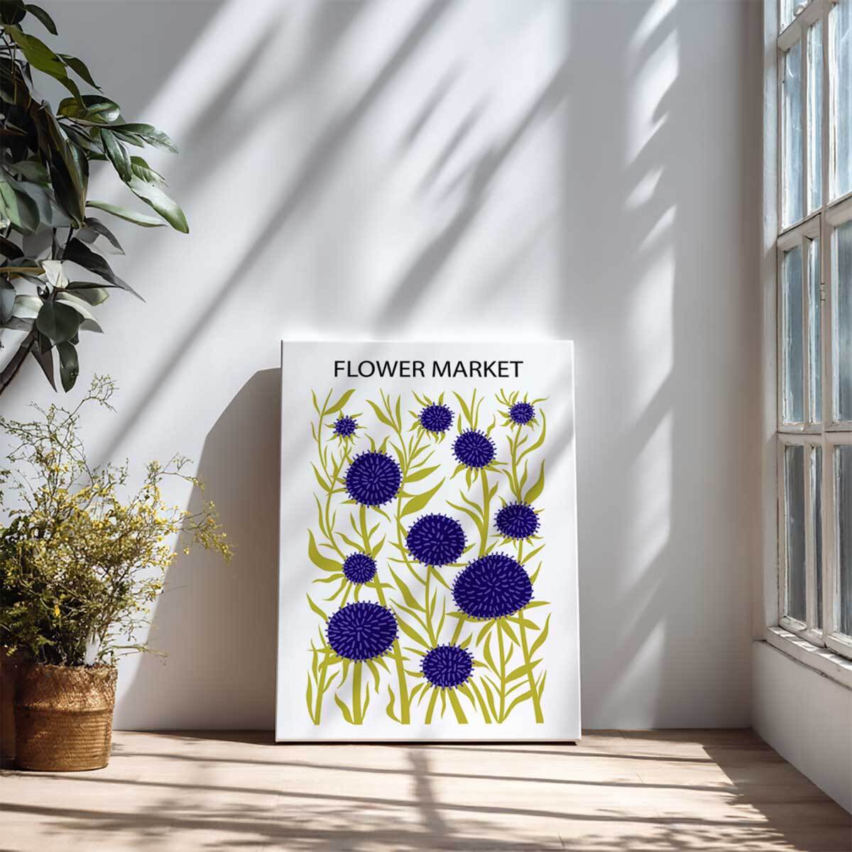 Tableau fleurs violettes et feuillage vert moderne Toile imprimée