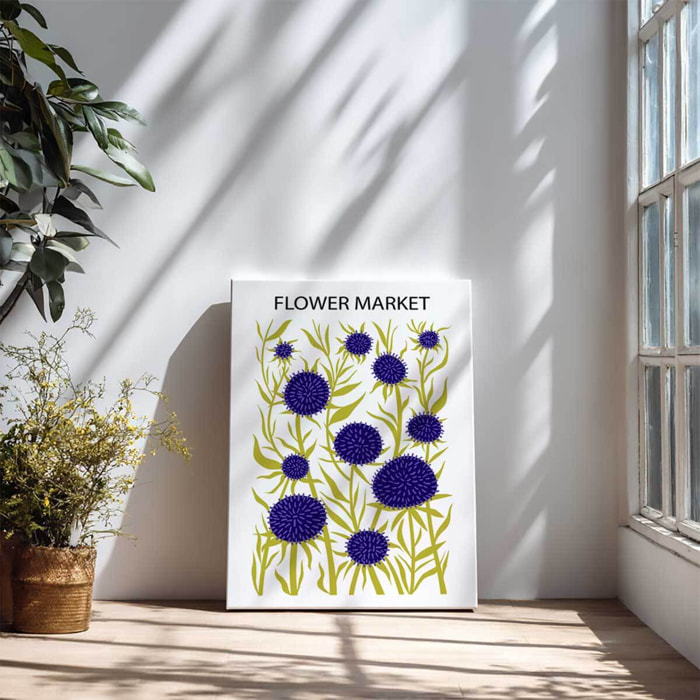 Tableau fleurs violettes et feuillage vert moderne Toile imprimée