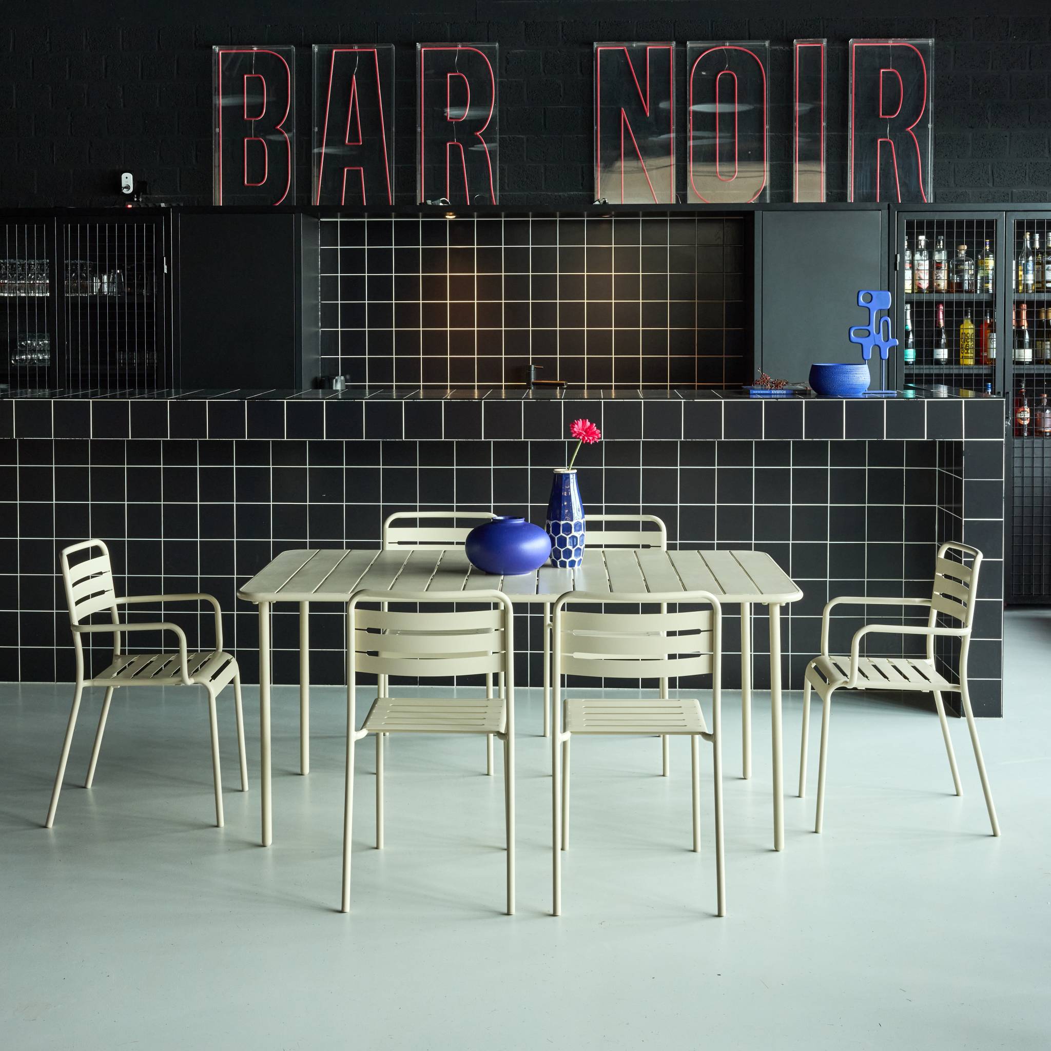 Table de jardin métal + 6 assises AMÉLIA