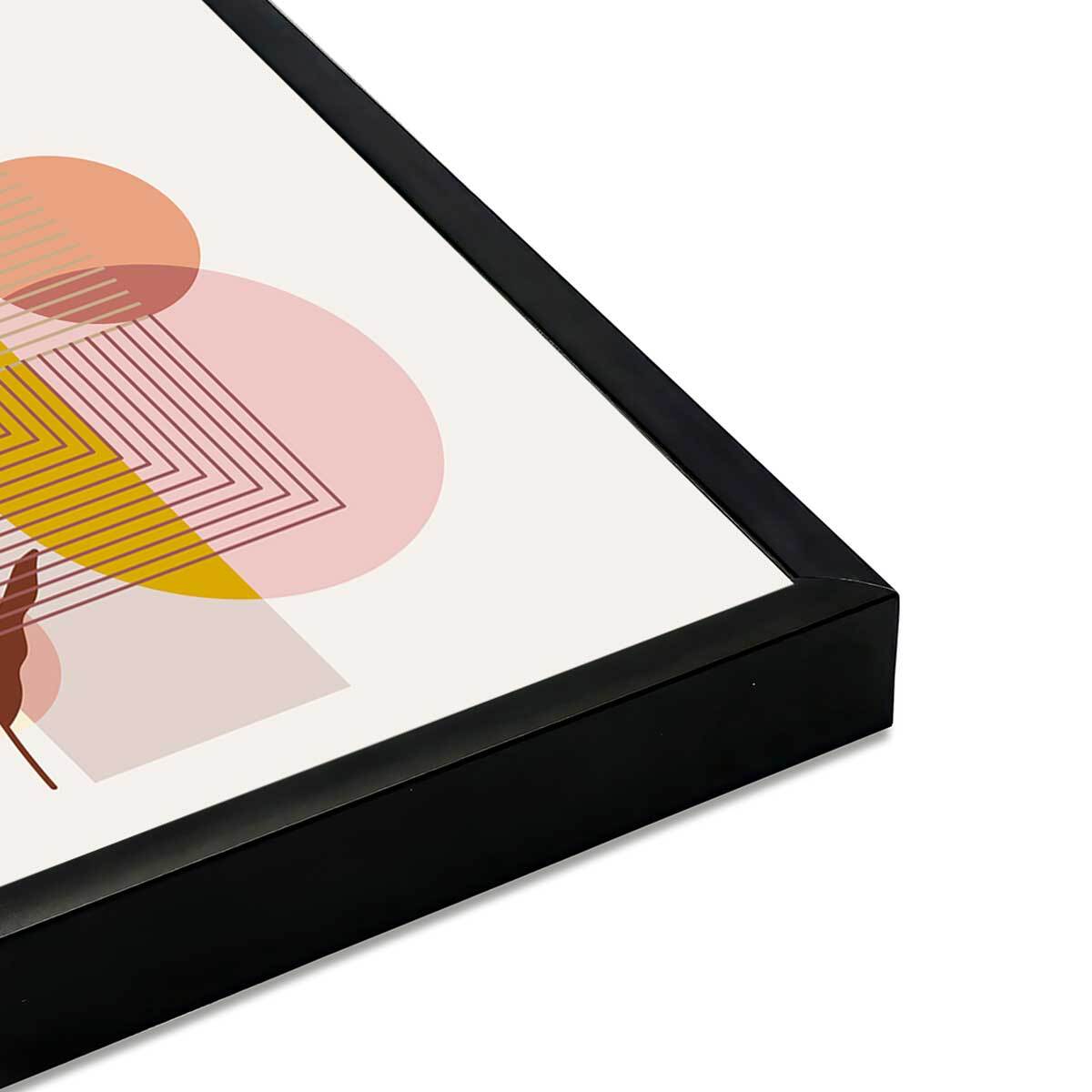 Affiche encadrée végétale géométrique tons terre Affiche + cadre en métal - Noir