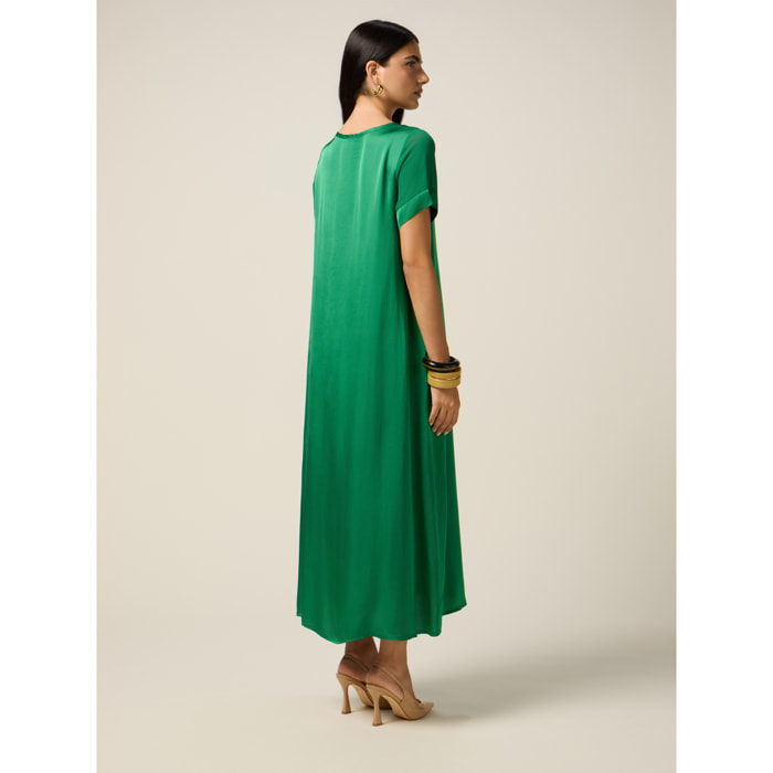 Oltre - Vestito t-dress in raso di viscosa - Verde