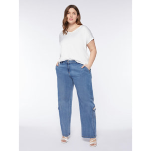 Fiorella Rubino - Vaqueros regular cargo con aplicaciones - Light - blue