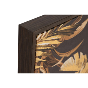 Set 2 Cuadros Con Relieve Marco Marron 63x4x83 Cm