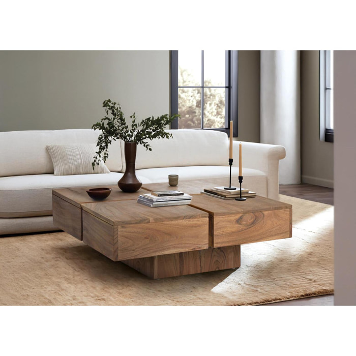 Mesa de centro - madera de acacia - 80x80x30cm