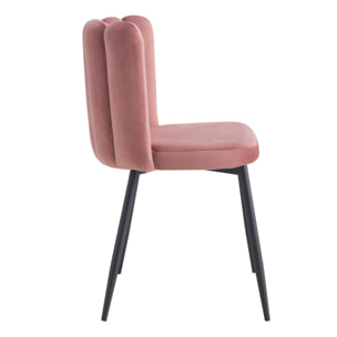 Lot de 2 chaises en velours rose et pieds en métal noir - Rosy