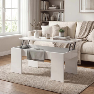 Mesa de centro elevable con almacenaje en blanco artick 100x45-56 cm Vita Blanco Artik (Blanco Mate)