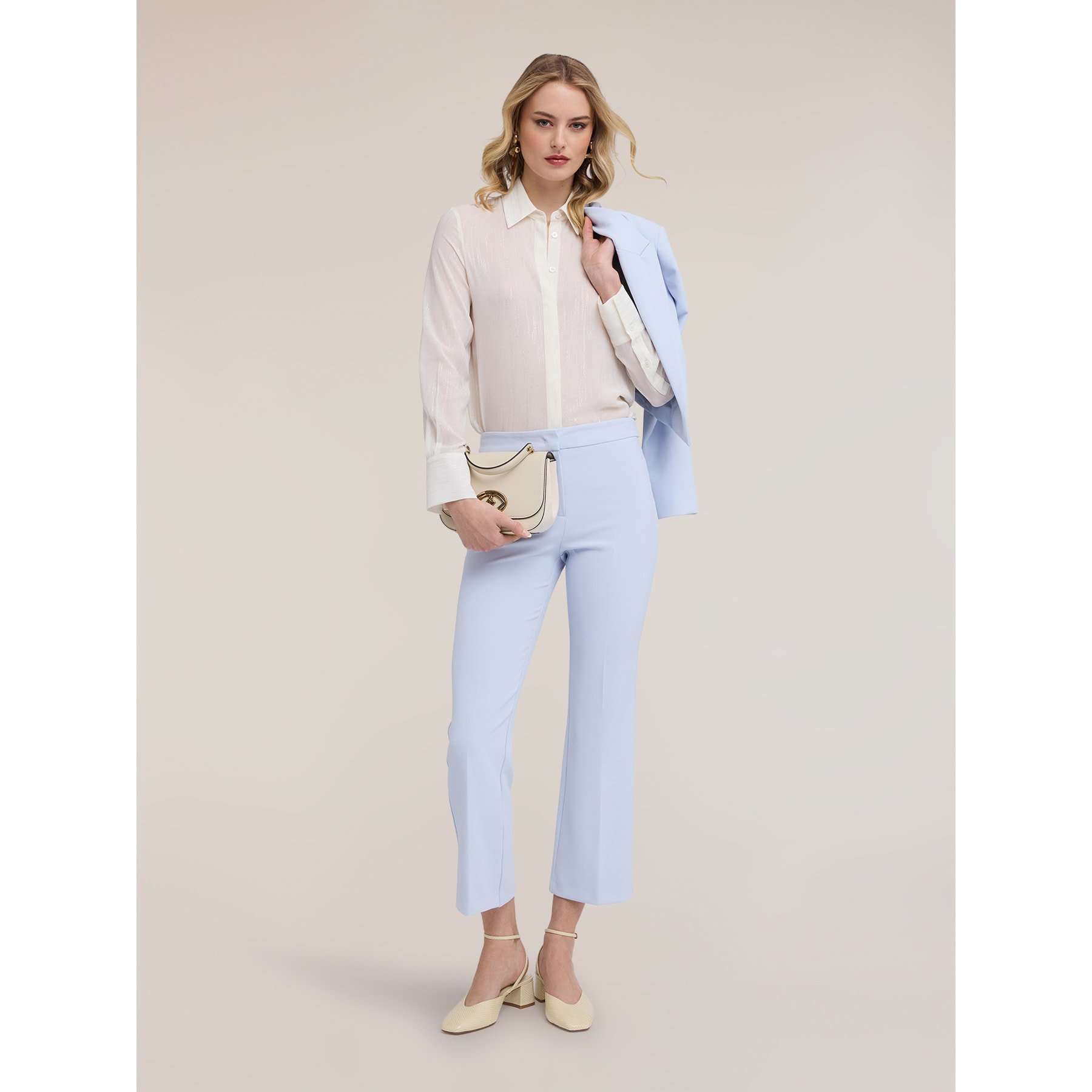 Motivi - Camicia in chiffon fil coupé - Bianco