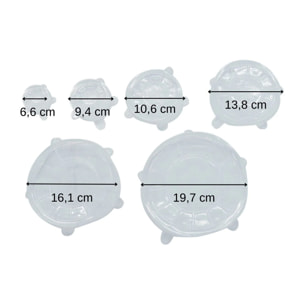 Lot de 6 couvercles de conservation en silicone étirable de 6 à 20 cm Fackelmann Basic