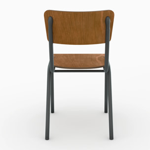 Lot de 2 chaises écolier empilables en bois foncé - Clem