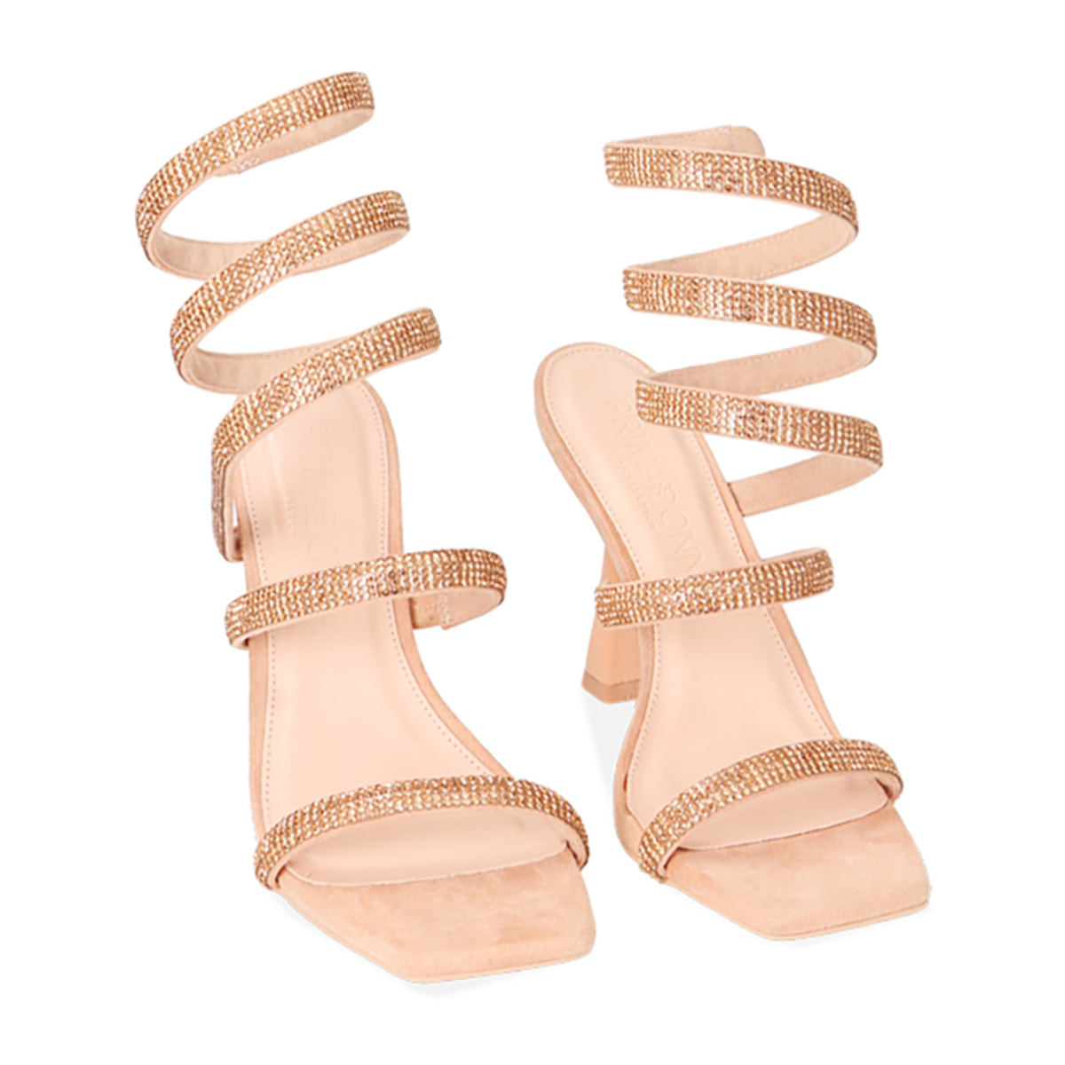 Sandali nude snake, tacco 9,5 cm