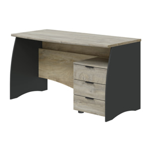 Scrivania con 3 Cassetti Bliss Scrittoio da Studio o Ufficio Mobile Desk da Soggiorno Sala da Pranzo 136 x 74 x 67 cm Colore Rovere E Grigio