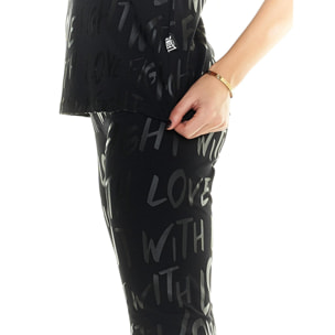 Camiseta de mujer Leone de manga corta y estampado Allover Blackout