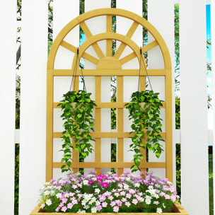 Jardinera con Enrejado de Madera, Jardinera Exterior Grande para Plantas Trepadoras, con Ofricios de Drenaje, Macetero Elevado para Jardín, Patio, Terraza, 60x30x120 cm, Natural