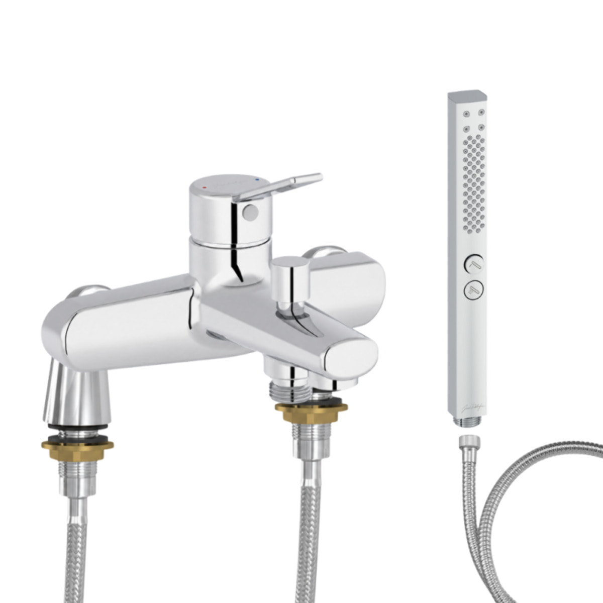 Mitigeur baignoire Eo + pommeau de douche Shift+ carré + flexible de douche métal + colonnettes Idro'Flex