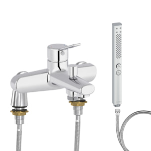 Mitigeur baignoire Eo + pommeau de douche Shift+ carré + flexible de douche métal + colonnettes Idro'Flex