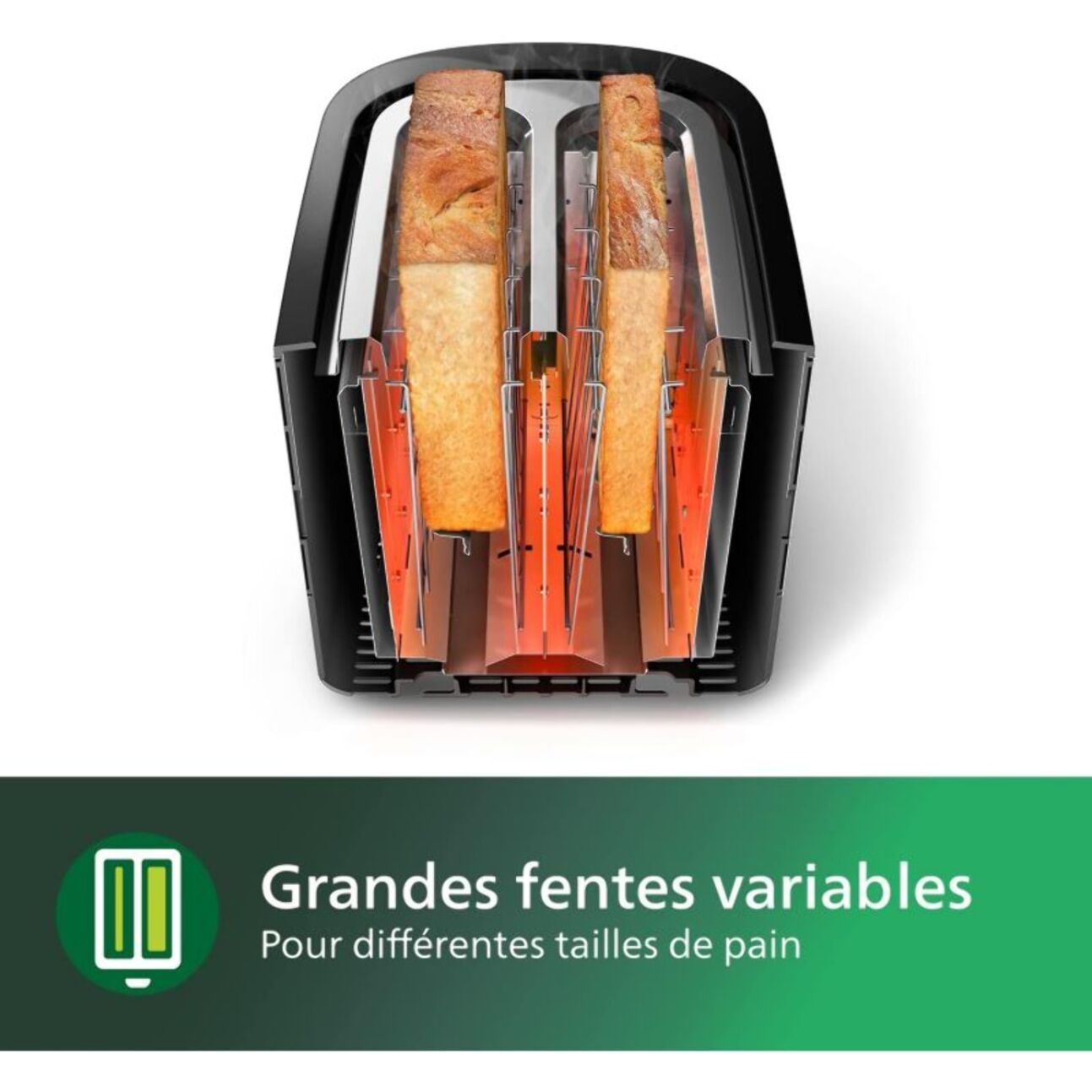 Grille-pain PHILIPS HD2581/90 Toaster noir Daily, 2 fentes, 830W