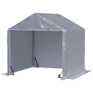 Carpa para Herramientas Bicicletas y Motos 2x2x2 m Garaje Portátil con 1 Puerta con Cremallera 1 Cubierta de PE Impermeable Anti-UV y Marco de Acero Cochera Portátil para Jardín Gris