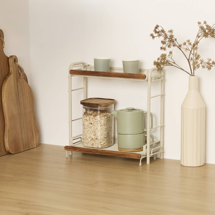 Étagère rectangulaire 2 niveaux Telma 21x33cm beige