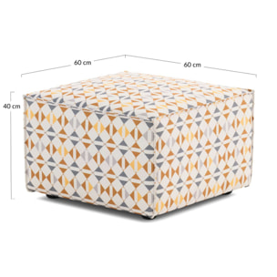 Arty - pouf motif graphique en tissu - Gris / Orange