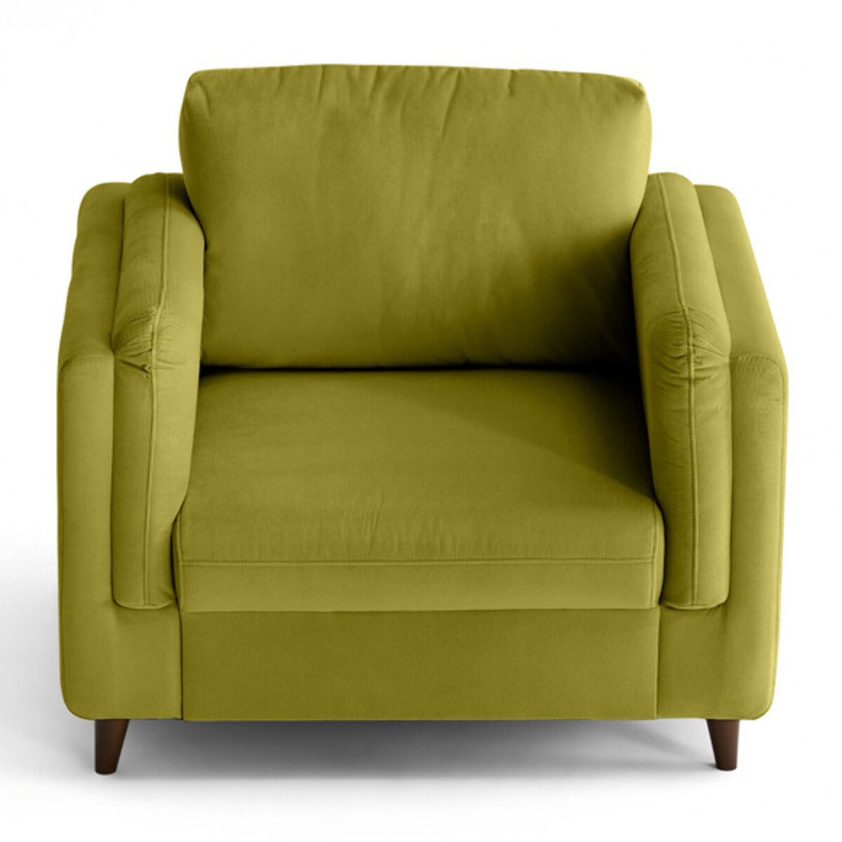 Brooke - fauteuil en velours pieds en bois - Vert Olive