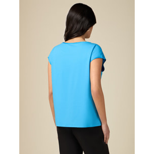 Oltre - Camiseta bimaterial - Light - blue