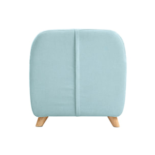 Fauteuil enfant scandinave en tissu menthe à l'eau et bois clair NORKID