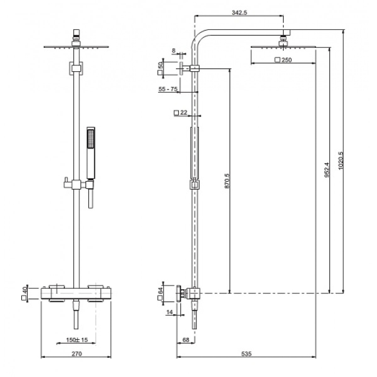 Païni - Colonne de douche Tank 250 x 250 Païni