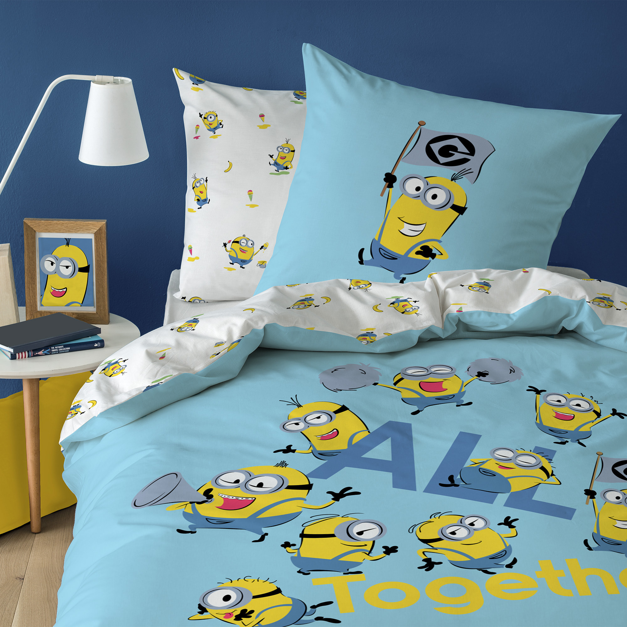 Parure de lit imprimée 100% coton, LES MINIONS FÊTE