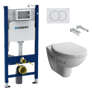 Pack WC Bati Duofix + WC suspendu Vitra Normus + Abattant softclose + Plaque blanche