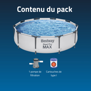 Bestway Piscine hors sol tubulaire ronde Bestway Steel Pro Max 305 x 76 cm gris clair