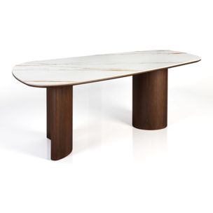 Table à manger Tomasucci TENO, en céramique, noyer, 235 × 115 × 76 cm