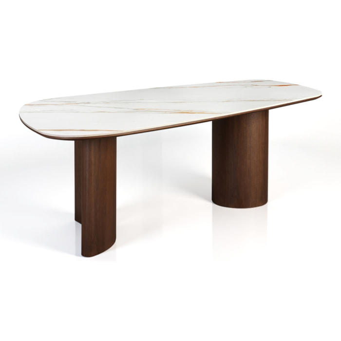 Table à manger Tomasucci TENO, en céramique, noyer, 235 × 115 × 76 cm