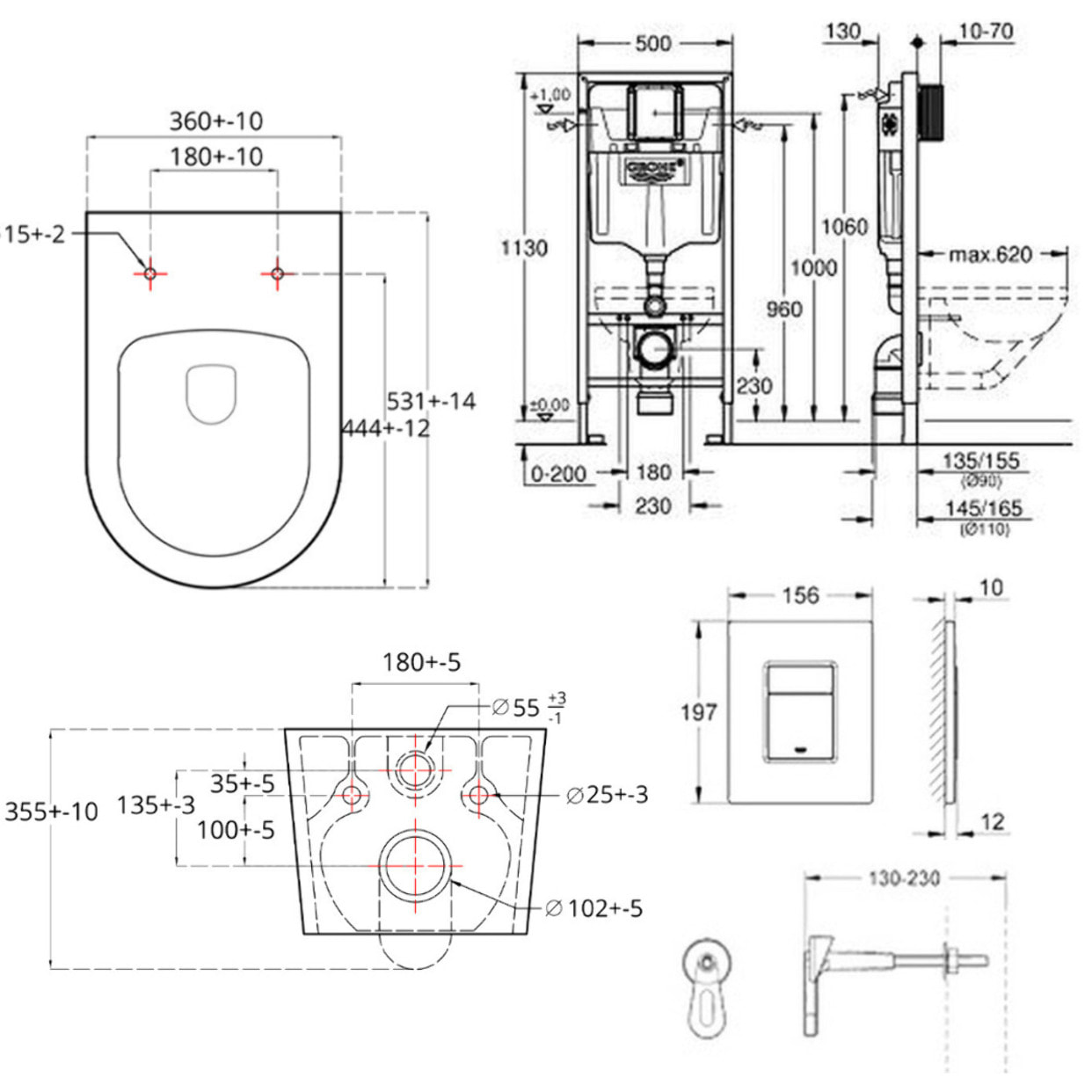 Pack WC Bâti-support Rapid SL + WC sans bride SAT Brevis + Abattant slim, softclose + Plaque chrome