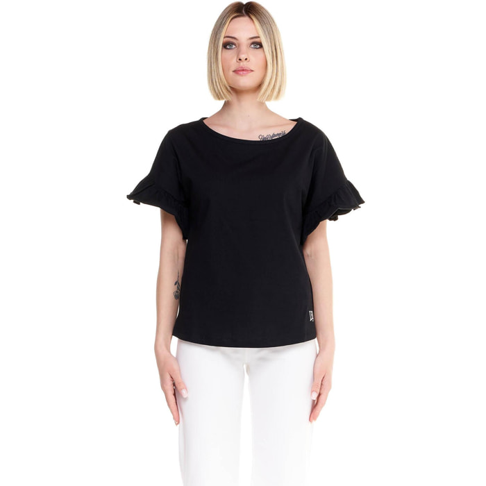 T-shirt a maniche corte con balze da donna Sparkly