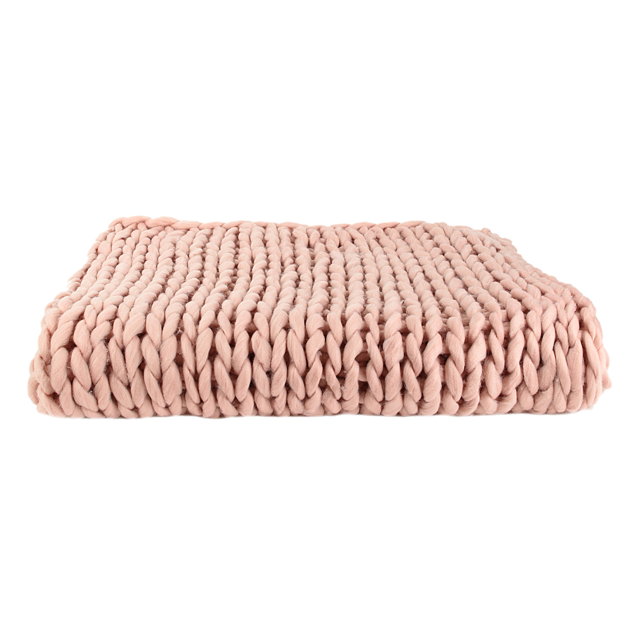 Plaid - HOME DECO FACTORY - Grosse Maille - Chunky - Rose