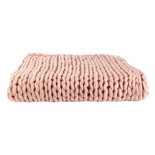 Plaid - HOME DECO FACTORY - Grosse Maille - Chunky - Rose