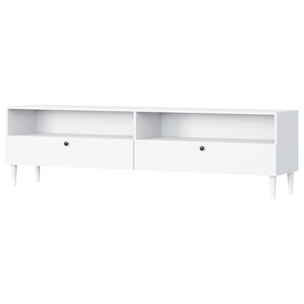 Gaby - meuble tv - blanc - 2 tiroirs et 2 niches - 200 cm - Blanc