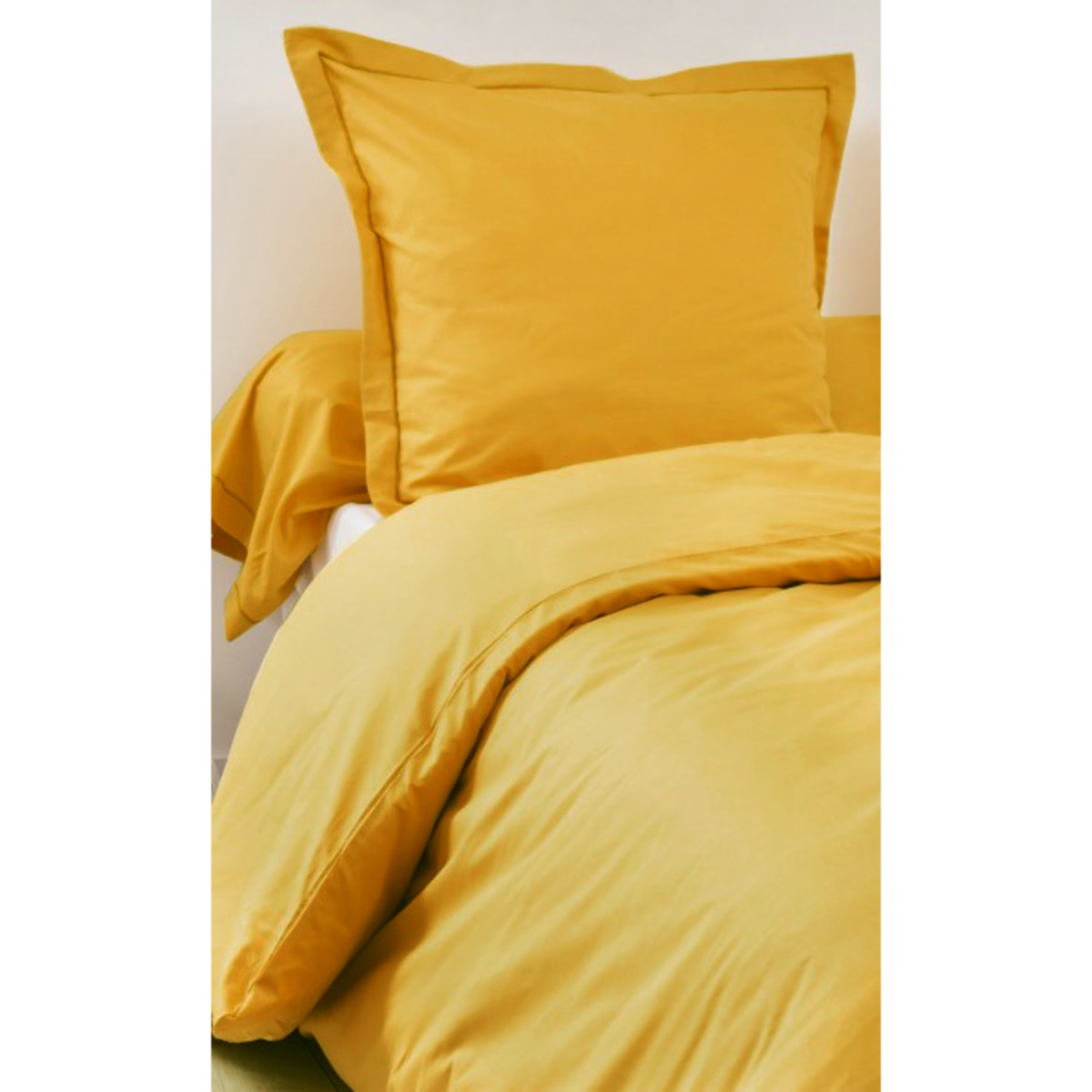 Housse de Couette Unie en 100 % Coton - Jaune moutarde