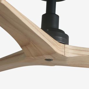 KLIM S Ventilateur de plafond noir/bois chêne TUYA
